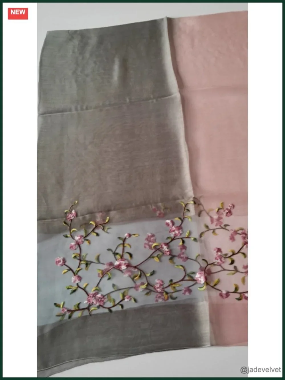 Large Silk & Wool Gradient Embroidered Scarf Headwrap Shawl